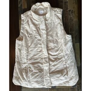 J. Jill Women's Barley Quilted Velour Full Zip‎ Snap Button Puffer Vest Medium